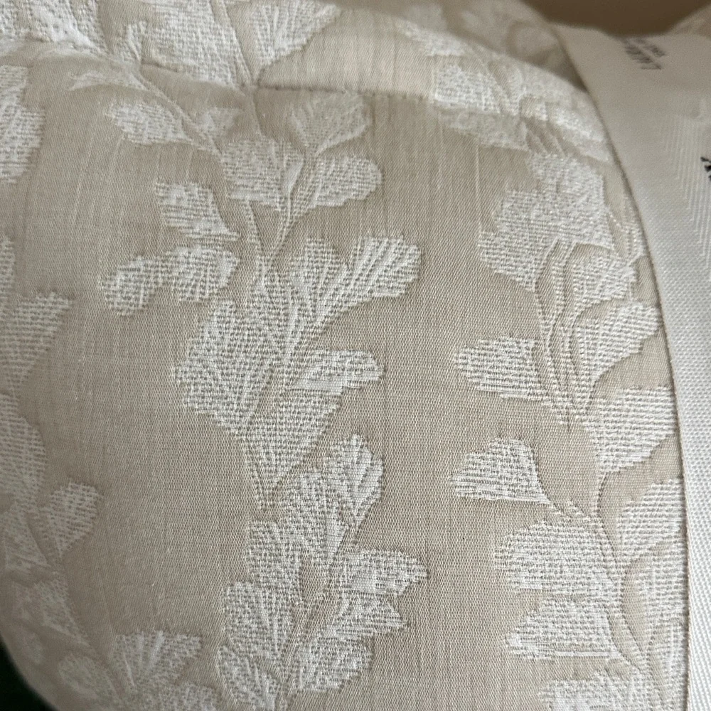 Laura Ashley Waxham Pillows White & Ivory Leaf Print Set of 2 Gorgeous! NEW!